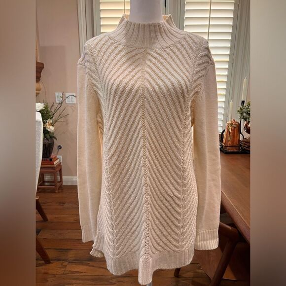 Women’s Nurture Chunky Knit Ivory Sweater Wool Blend Fisherman Cable Knit XL - Picture 3 of 9